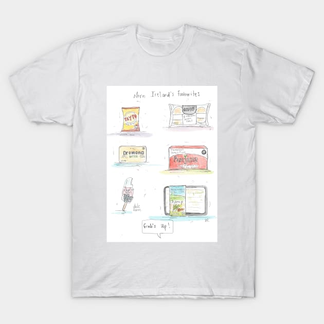 Northern Ireland food brands illustration T-Shirt by DebTheZeb